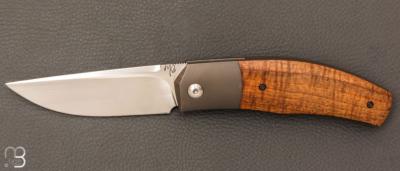   Couteau  "  Xou " custom par Maxime Belzunce - Tamarin ondé et lame en RWL34