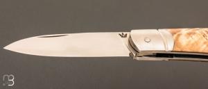 Couteau " Zulu " pliant custom par Nicolas Weber - Fourche de peuplier stabilisé et lame en RWL34