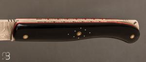 Couteau  " aurillac "  de Robert Beillonnet - Corne de buffle et Damasteel