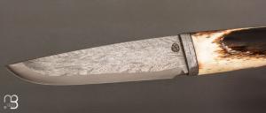    Couteau fixe par Jean Paul Sire - Os de girafe et lame damas multi barreaux