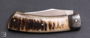   Couteau " custom " pliant par Mickaël Moing - Corne de bélier