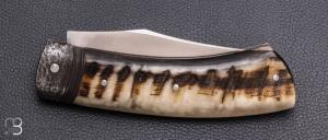   Couteau " custom " pliant par Mickaël Moing - Corne de bélier