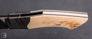    Couteau " custom Liner-lock " de Berthelemy Gabriel - La Forge Agab - Mammouth / Manguier et Damas