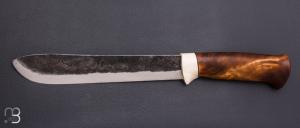  Couteau Custom Nordique de Laurent Juhel - Bouleau / bois d'élan et 80CrV2