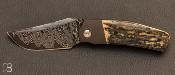 Couteau de poche Bolsterlock Ivoire de mammouth et damas par Guy Pogetti