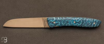 Couteau de poche L08 Corail bleu par l'Atelier Perceval