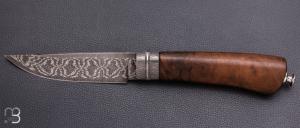  Couteau droit custom Damas mosaïque de Vlad Matveev et Noyer Turc