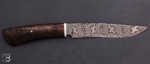 Couteau droit par Nicolas Mestrallet - Atelier du couteau de Vaunaveys - Damas mosaique et noyer