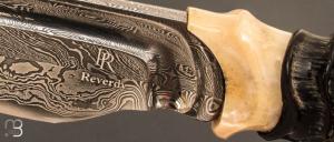   Couteau  "  custom " droit par Pierre Reverdy - Damas et corne d'antilope
