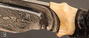   Couteau  "  custom " droit par Pierre Reverdy - Damas et corne d'antilope