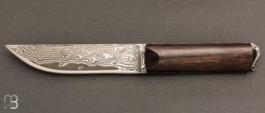  Couteau custom fixe par Roberto Ottonello - Bois de fer et lame en damas inoxydable