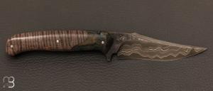 Couteau fixe par MG Coutellerie Marc George - Loupe d'érable et damas