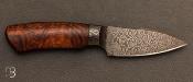 Couteau fixe semi intégral bois de fer et damas par David Lespect