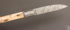 Couteau "  Issoire " custom de Jérôme Bellon - Mammouth et damas