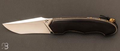   Couteau  "   liner-lock N°82 " custom par Romain Lopez - Ebène et RWL-34