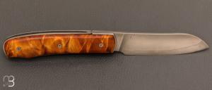 Couteau  "  Vintage custom " piémontais à billes par David Lespect - Peuplier stabilisé et 100C6 