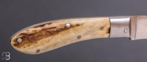    Couteau de poche à cran carré Pierre Henri Monnet - Bois de cerf et 90McV8