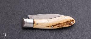    Couteau de poche à cran carré Pierre Henri Monnet - Bois de cerf et 90McV8