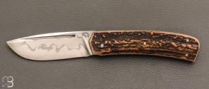  Couteau " Slipjoint " custom par Guy Poggetti - bois de cerf et lame en C130