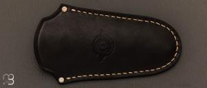 Etui cuir insert en alligator pour couteau pliant fait main par Jeremy Guillaume - 8ballkustomleatherwork