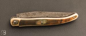 Laguiole 11 cm Fontenille Pataud - Lame damas - Ivoire de mammouth