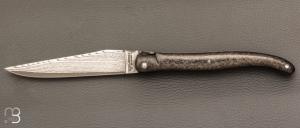   Couteau Laguiole en Aubrac " Pièce unique " - Fibre de carbone et lame damas Japonais