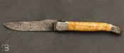 Couteau de collection Laguiole Damas et molaire de mammouth par Rozelier Fabien- Ty Coutelier