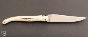   Couteau " Laguiole d'art 13 CM  " de Jérôme Lamic - Bois de cerf sambar et 14C28N