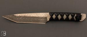    Couteau  "  TANTO " droit Mcusta MC-241D - Damas SGP2 Core + étui cuir - Limited Edition 20 exemplaires