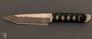    Couteau  "  TANTO " droit Mcusta MC-241D - Damas SGP2 Core + étui cuir - Limited Edition 20 exemplaires