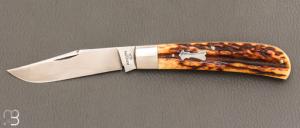   Couteau " Trapper slipjoint " par Don Hanson III - Bois de cerf et lame en W2