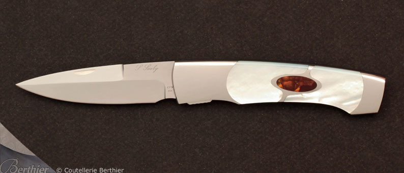 Mother of Pearl interframe Kittiwake folding knife by Scott Sawby