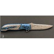 Couteau pliant custom de Larry Newton - Raindrop Damascus