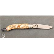 Couteau de poche Alpage Chasse gravure Loup
