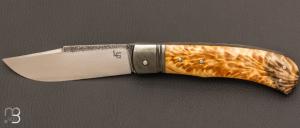  Couteau   "  Big Trappeur redessin " par Laurent Gaillard - Fourche de peuplier stabilise et 90McV8