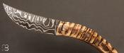 Couteau " Berger XXL " pliant par José Viale - Lame Damas et corne de mouflon