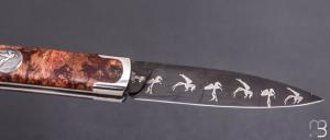    Couteau " Canif Mini " custom de Florent Dall'ava - érable sycomore et lame damas de Nicolas Mestrallet