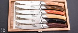 Coffret de 6 couteaux de table LE THIERS manches bois assortis par Chambriard