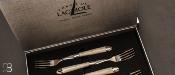 Coffret de 6 fourchettes de table LAGUIOLE manches en os lame brillante par Forge de Laguiole