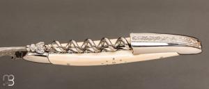    Coffret duo d'exception couteau & sommelier par la Forge de Laguiole - Ivoire de mammouth et damas