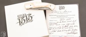   Couteau  " 1515 Inuit clouté " os de renne et Damasteel par Manu Laplace - Atelier 1515