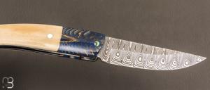 Couteau  " 1515 collection Amérindien  " par Manu Laplace - Os de buffle et damas