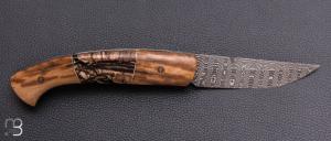  Couteau 1515 collection " Trilogie" par Manu Laplace - Ivoire de mammouth et lame damas Vegas Forge
