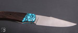 Couteau " L'Anaconda " par Lames de l'Ouest - Ziricote et turquoise