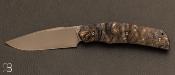 Couteau "BIB’S EVO4" en loupe de peuplier teintée et stabilisée par Romain Bignon