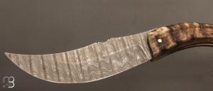  Couteau "Berger XXL" pliant par José Viale - Lame Damas et corne de mouflon