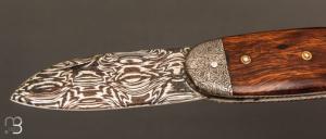  Couteau " Bouledogue" de Jean Pierre Veysseyre - Bois de fer et lame damas 