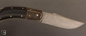  Couteau " Buzzard " pliant custom par Nicolas Weber - Ebène et lame en RWL34