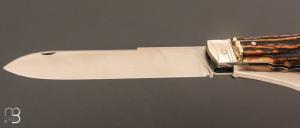 Couteau "Chasse bi-lame Prototype " pliant fait main par Bastien Toubhans - Atelier Beau Merle