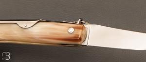  Couteau " Chasseur 2 pièces " avec anneau 13.5 cm par J. Mongin - Corne blonde